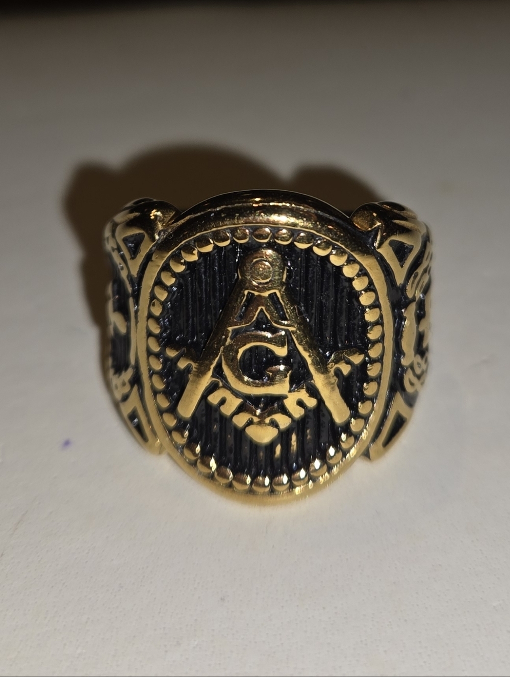 Gold-Tone Masonic Signet Ring in Black and Gold - Men's Jewelry